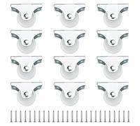 QUCUMER 12 Pcs Fixed Castor Wheels 25mm Small Rubber Castors Non-Swivel Trolley Wheels Plastic Casters Orienteering Drawer Caster for Replacement Furniture