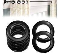 QUCUMER 20 Pack Curtain & Eyelet Rings, 40mm Plastic Grommets for Window & Shower Curtains, Black