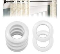 QUCUMER 20 Pack Curtain Eyelet Rings, 40mm White Plastic Fabric Eyelets Silencing DIY Rings for Window & Shower Curtains