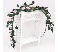 Qudinip 1:12 Mini Dollhouse Decorative Long Bouquet Rose String Garden Scene for Dreamlike Dollhouse with Resin and Wire (pink rose)