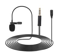 Qudinip 1.5m Double Lapel Lavalier Microphone Omnidirectional with 3.5mm Plug for Interviews and Live Broadcasts Black APS Material