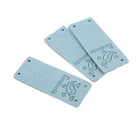 Qudinip 100Pcs PU Leather Labels, Hand-Made Tags for Sewing DIY Accessories, Ideal for Wallets and Hats, 2 X 5cm Size (Blue)