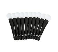 Qudinip 10pcs Facial Brush, Dual Sided Silicone Applicator with Scalloped Spoon, Soft Black Handle Brush for Women Girls Skin Care