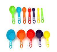 Qudinip 12Pcs Colorful Measuring Cups and Spoons Set Stackable Nesting Kitchen Tools for Cooking and Baking Durable PP Material (Random Color 12 Pieces)