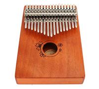 Qudinip 17 Key Thumb Piano with Floral Pattern Easy Playing Instrument for Beginners Portable Mahogany Finger Piano