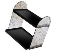 Qudinip 2 Tier Desk Organizer Clear Double Layer Storage Rack for Stationery and Cosmetics Bedroom Office (Glossy Black)