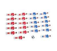 Qudinip 22pcs Foosball Players Replacement, Red Blue Resin Table Football Accessories with 32mm Black White Ball, for 4824 Foosball Machine