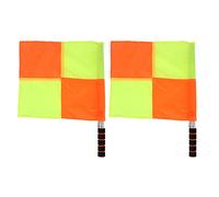 Qudinip 2PCS Referee Linesman Flag, Cloth Stainless Steel Rod with Sponge Handle and Storage Bag, for Soccer Football Hockey Match Training