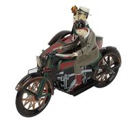 Qudinip 3 Wheeled Motorcycle Wind Up Toy, Handmade Tinplate Vintage Collectible with Nostalgic Theme for Adults Collectors, Boys Girls, Birthday