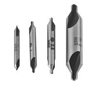 Qudinip 4pcs HSS Center Drill Bits, 1mm 2mm 2.5mm 5mm 60 Degree Double End Metal Drilling, with Quick Cutting Good Chip Removal, for Iron Steel Copper Aluminum Precision Work