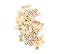 Qudinip 500PCS Wooden Buttons for Stylish Sewing Projects Durable Pearwood Craft Buttons for DIY Clothing Decor (Classic Plaid 15mm / 0.59in)