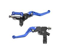 Qudinip 7/8in Brake Master Cylinder Lever Kit Solid Black with Carbon Fiber Hand Guard for Universal Motorcycles 2 Piece (Blue)