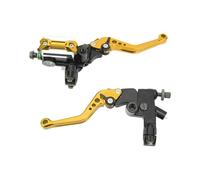 Qudinip 7/8in Brake Master Cylinder Lever Kit Solid Black with Carbon Fiber Hand Guard for Universal Motorcycles 2 Piece (Gold)