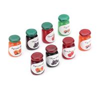 Qudinip 8Pcs Mini Jams, 1:12 Simulation Miniature Scene Models, with 4 Colors for Dollhouse Accessories, Resin Decorations for Above 3 Years Old