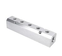 Qudinip Air Manifold 5 Way Pneumatic Block for Air Distribution in Compressor Systems 1/4 Inch NPT Output 1/2 Inch NPT Supply Aluminum Alloy