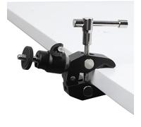 Qudinip Aluminium Alloy Super Clamp with Ballhead for Camera and Accessories - Adjustable Clamp Mount for Tripods and Lights - Black, 176g