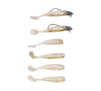 Qudinip Artificial Fishing Bait 3D Eyes Soft Silicone Lure Powerful Tool for Saltwater Freshwater Fishing 6pcs (Gold)