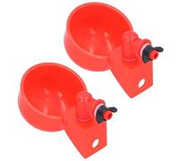 Qudinip Automatic Chicken Water Cup 2pcs Red Drinking Bowl for Poultry Breeding Plastic 11.5x6.3cm