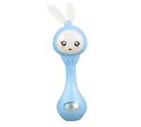 Qudinip Baby Rattle Musical Sensory Toy, Musical Rhythm Stick, Educational Toys, Light Up Infant Toy with Soft Flashing Lights Colorful Beads for Hand-Eye Coordination Gifts (Blue)
