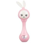Qudinip Baby Rattle Musical Sensory Toy, Musical Rhythm Stick, Educational Toys, Light Up Infant Toy with Soft Flashing Lights Colorful Beads for Hand-Eye Coordination Gifts (Pink)
