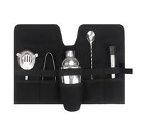 Qudinip Bartender Bag Kit, Portable Canvas Cocktail Set Carry Bag for Outdoor Camping and Travel with Roll Strap Design for Mixology Tools Storage (Black)
