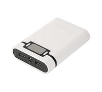 Qudinip Battery Outer Case Portable Power Bank Box with LED Function for Cameras and Mobile Phones 4pcs Batteries ABS Metal 11.5 X 8.1 X 2.5cm (White)