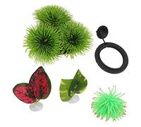 Qudinip Betta Fish Leaf Pad Set 5Pcs Comfortable Simulation Hammock for Betta Resting and Feeding Green Red Plastic