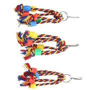 Qudinip Bird Chewing Toy for Small Parrots Colorful Soft Cotton Rope and Durable Plastic Beads Ideal for Mental Exercise 24cm