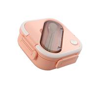 Qudinip Box Leakproof Insulated Lunch Box with Compartments for School Work Microwave Safe Plastic 19x19x7cm (Pinkish)