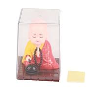 Qudinip Buddhist Monk Doll Solar Powered, Monk Figurine Automatic Beating Wooden Fish Decoration for Home Office Car Dashboard Gift
