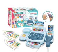 Qudinip Cash Register Toy, Interactive Kids Supermarket Checkout Toy with Scanner and Receipt Printer, for Children Role Play Learning and Family Fun