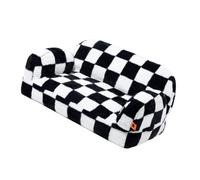 Qudinip Cat Sofa Bed Large Space Soft Pet Couch for Small Medium Dogs and Cats Dutch Velvet 1x (Double Seat, Black and White)