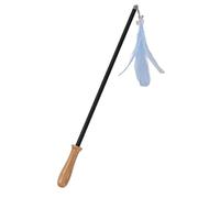 Qudinip Cat Teaser Wand Retractable Feather Toy for Interactive Play with Cats and Kittens - 98.5cm Long Carbon Fiber Rod (Blue)