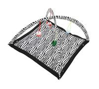 Qudinip Cat Tent Bed for Indoor Cats, Multi-Functional Plush Play Mat with Toys, Portable and Space-Saving, Stripe Design, Size 58 X 57.5cm