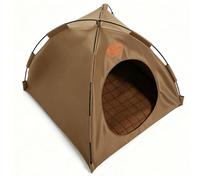 Qudinip Cat Tent House Breathable Canvas Portable Bed for Indoor Outdoor Use Cozy Retreat for Cats (Coffee with Mat)