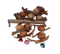Qudinip Chewing String Safe Vibrant Toy with Bell for Parrots Natural Wood 1 Unit