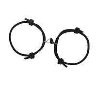 Qudinip Couples Bracelets Unique Adjustable Heart Shape for Relationship Matching Gift for Lovers 1 Pair Black Rope (Black)