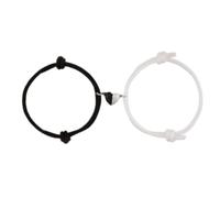 Qudinip Couples Bracelets Unique Adjustable Heart Shape for Relationship Matching Gift for Lovers 1 Pair Black Rope (Black White)