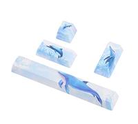 Qudinip DIY Dolphin Pattern Keycap Set with Cute Design for Mechanical Keyboards - Includes Space, ESC, Enter, Numpad Enter Keycaps - PBT Material (Dolphin 4 keys)