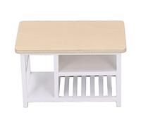 Qudinip Dollhouse Storage Table, 1:12 Scale Miniature Furniture Beech Wood Multi Layer Storage Table with Classic Colors, for Dollhouse Kitchen Decoration and DIY Projects