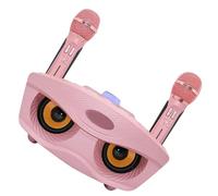 Qudinip Dual Microphone Owl Speaker Portable Bluetooth Speaker with Dual Microphones for Home Karaoke Machine ABS Durable Design (Pink)