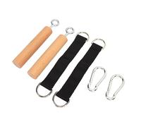 Qudinip Durable Wooden Pull Up Grips for Muscle Strength Building At Home Gym 15 X 20cm 2 Pack Beech and Steel