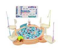 Qudinip Electric Rotating Magnetic Fishing Toys, Large Early Education Parent Child Interaction Light Music Fishing Board Game with Magnet Fish Hooks for Kids Gift