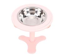 Qudinip Elevated Cat Bowls with Adjustable Stand for Enhanced Digestion Durable ABS and Stainless Steel 15° Tilted Feeder for Indoor Pets (Pink)