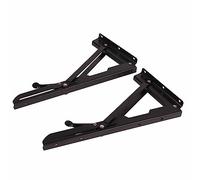 Qudinip Folding Shelf Brackets, Collapsible Triangular Stand for Strong Support in Space Saving, 2PCS Metal Wall Mounted Bracket, Black Iron