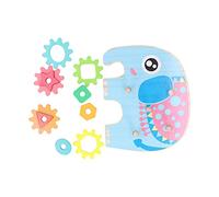 Qudinip Gear Building Blocks Educational Toy for Shape Sorting and Cognitive Development for Kids Age 4-6, Wooden Material, 10 Pieces (Elephant)