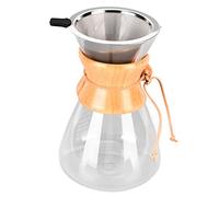 Qudinip Heat Resistance Coffee Dripper with Stainless Steel Filter for Home Brewing, Large Capacity, Borosilicate Glass and, Perfect for Coffee Lovers (1000ml)