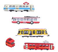 Qudinip HighSpeed Bus Model Toy Collection, Alloy Pull-Back Vehicle for Kids Age 3+, 4 Pieces, Perfect for Play and Decoration ((Group C))