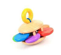 Qudinip Infant Rattle Solid Wood Cute Shape Easy Grip Shaker Toy for Early Education 1 Unit (Sunflower Shape)