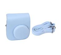 Qudinip Instant Camera Bag PU Leather Protective Case Travel Adjustable Strap for Mini 12 11 Lightweight Outdoor (Blue)